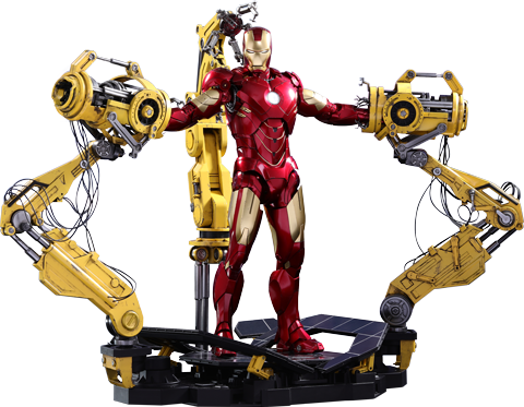 Iron Man Mark IV with Suit-Up Gantry  Collectible Set by Hot Toys  DIECAST Movie Masterpiece Series - Iron Man 2